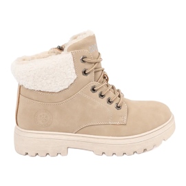 Stylowe Traperki Z Eko Skóry beżowy