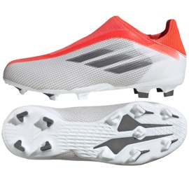 Buty piłkarskie adidas X Speedflow.3 Ll Fg Jr FY3256 czerwony, biało-szary pomarańcze i czerwienie
