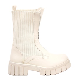 Workery ze swetrową cholewką Jose Beige beżowy