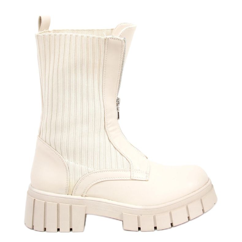 Workery ze swetrową cholewką Jose Beige beżowy