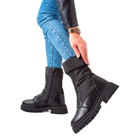 Weide Sznurowane wysokie trapery czarne