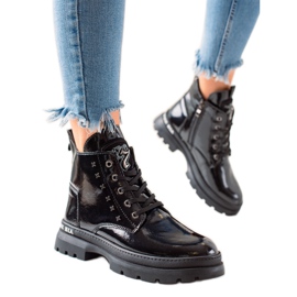 Filippo Sznurowane botki na platformie czarne