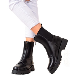 TRENDI Ocieplane Botki Z Suwakiem czarne