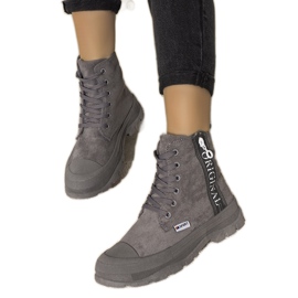 Szare damskie botki ocieplane Goris