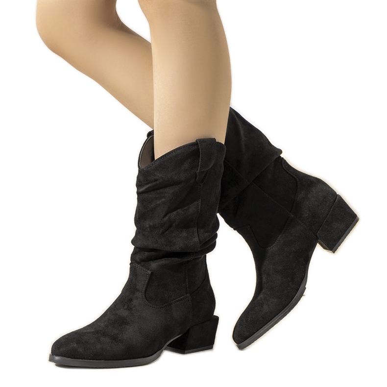 Czarne kowbojki ocieplane Francis