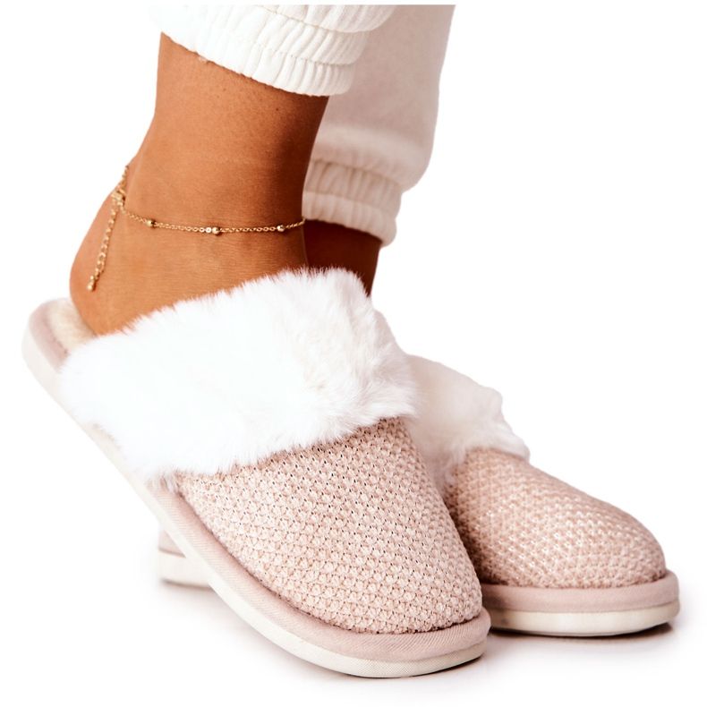 Papcie Ocieplane Z Futerkiem Beżowe Flamarin beżowy