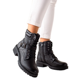 Anesia Paris Czarne Workery Ze Sprzączką