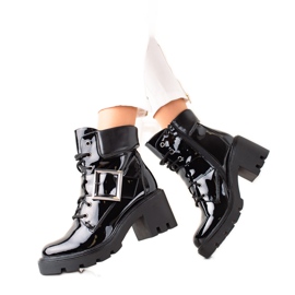 Evento Lakierowane Workery Na Obcasie czarne