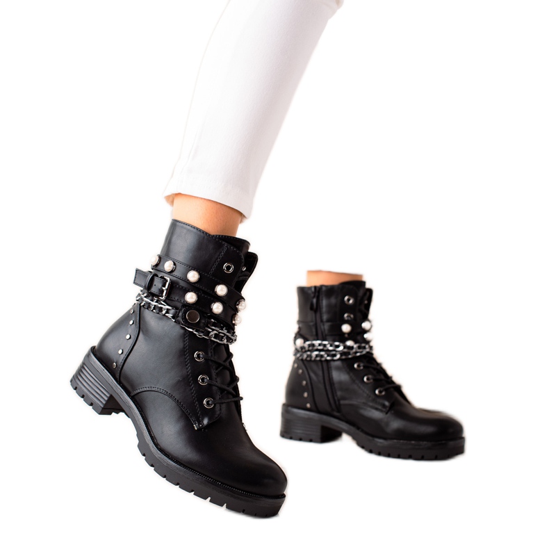 Bestelle Czarne Workery Z Dżetami