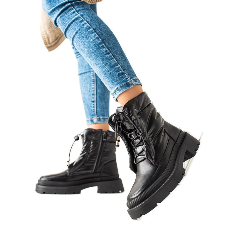 Small Swan Czarne Śniegowce Na Platformie