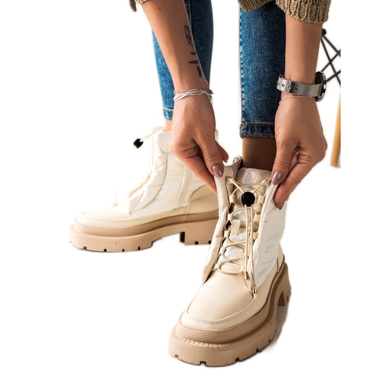 Small Swan Beżowe Śniegowce Na Platformie beżowy