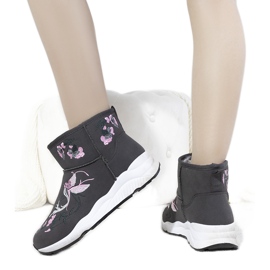 BM Szare śniegowce z haftem Jamila