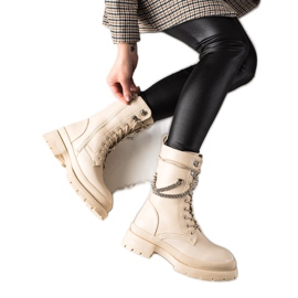 Bona Ocieplane Workery Z Łańcuszkiem beżowy