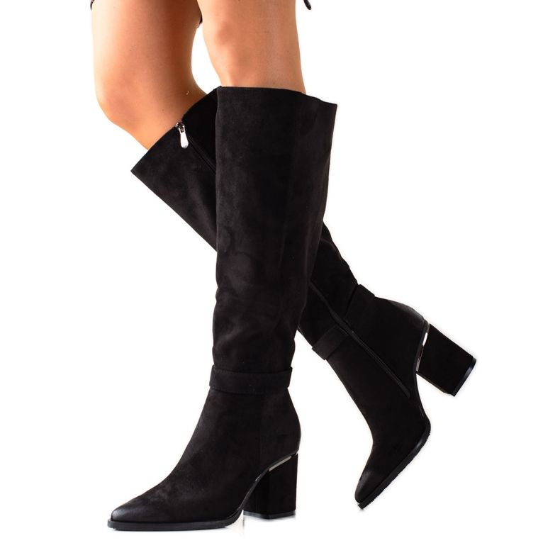 W. Potocki Czarne Kozaczki Z Zamszu Potocki