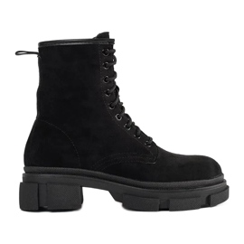 Zamszowe Czarne Traperki