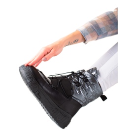 TRENDI Wygodne Śniegowce Na Platformie czarne srebrny