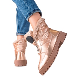 TRENDI Złote Błyszczące Śniegowce złoty