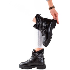 TRENDI Czarne Błyszczące Śniegowce