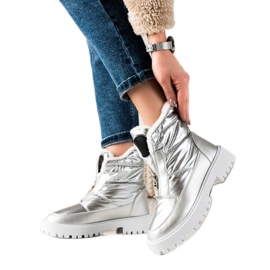 TRENDI Srebrne Błyszczące Śniegowce srebrny