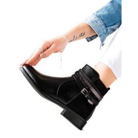 Lovit Botki Z Ozdobnymi Paskami czarne