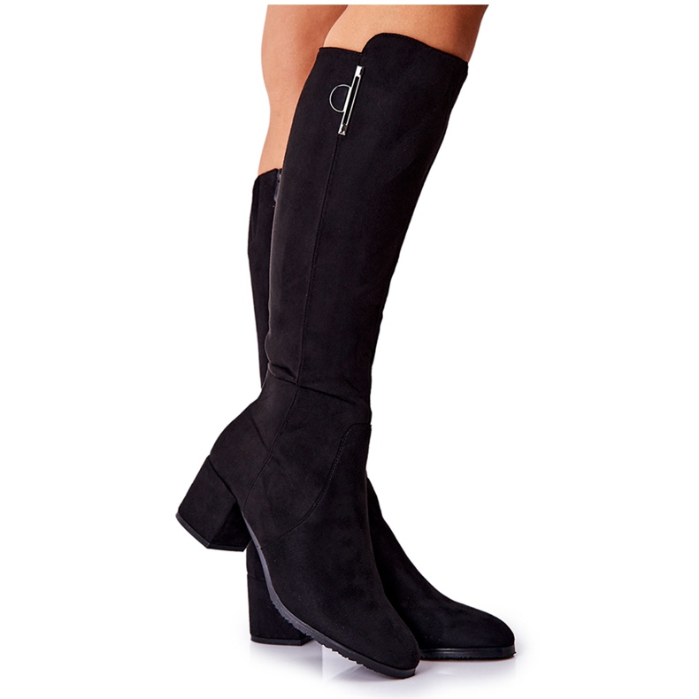 PG1 Zamszowe Kozaki Na Suwak Czarne Magnizio