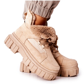 PM1 Ocieplane Botki Trapery Beżowe Demaris beżowy