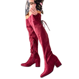 Laura Mode Wysokie Muszkieterki Na Obcasie czerwone