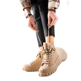 TRENDI Ocieplane Botki Sneakersy beżowy