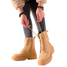 TRENDI Klasyczne Camelowe Trapery brązowe