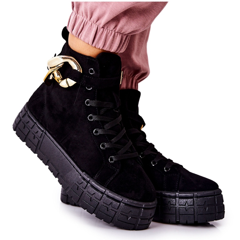 Wysokie Trampki Na Platformie Czarne Evenia