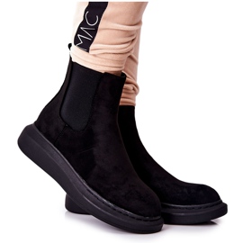 PS1 Zamszowe Botki Sztyblety Na Platformie Czarne Marissa