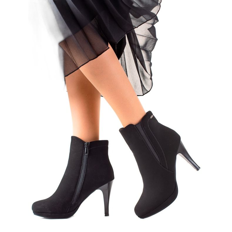 Camo Stylowe Botki Na Szpilce czarne