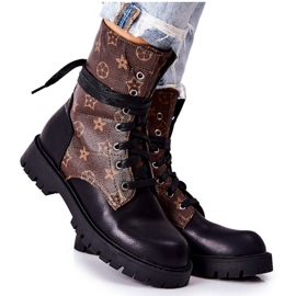 FJ1 Skórzane Botki Brązowo-Czarne Lonevis brązowe