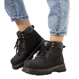 Czarne ocieplane traperki damskie Livia