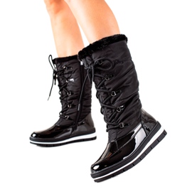 TRENDI Wysokie Śniegowce Z Futerkiem czarne