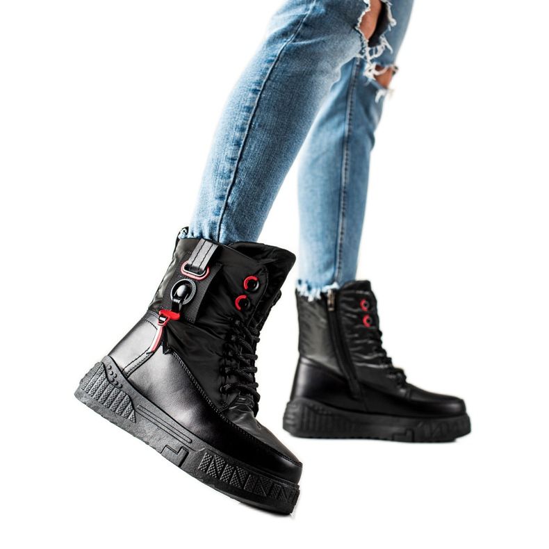 Seastar Cieple Śniegowce Na Platformie czarne