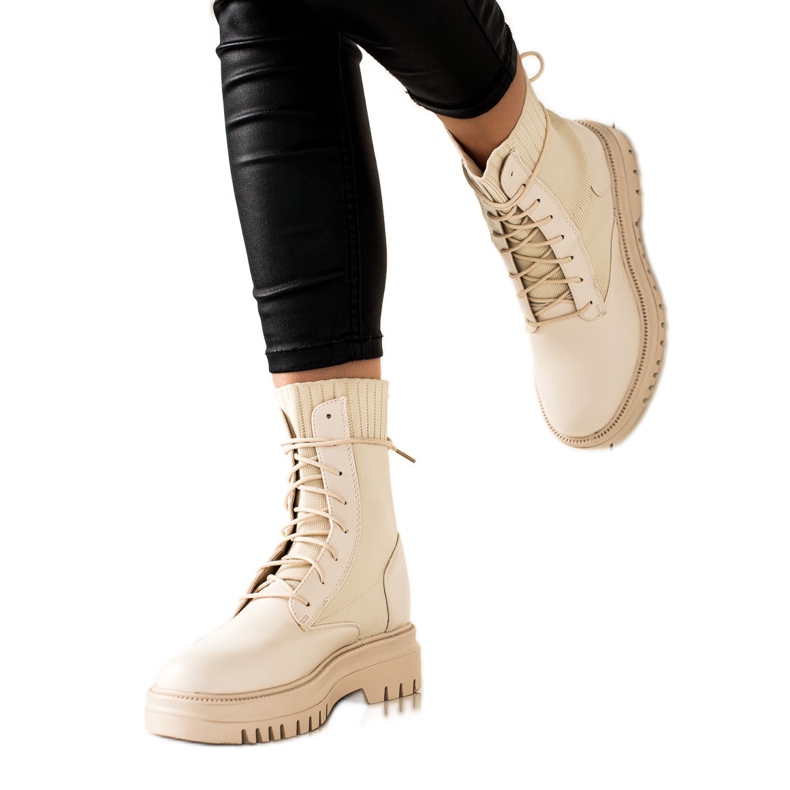 Seastar Wysokie Beżowe Traperki beżowy