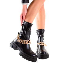 Seastar Błyszczące workery z łańcuszkiem czarne