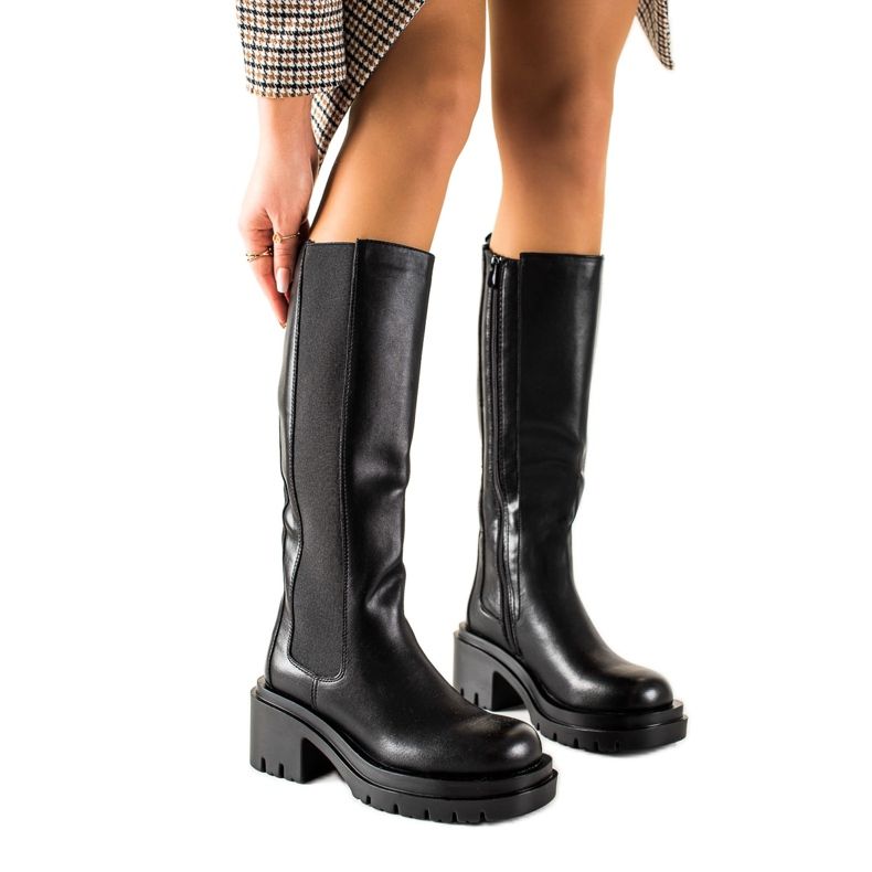 Seastar Wygodne Kozaki Na Platformie czarne