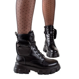 TRENDI Czarne Workery Z Kieszonką