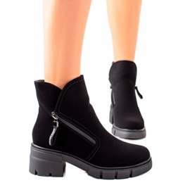 TRENDI Czarne Workery Z Suwakami