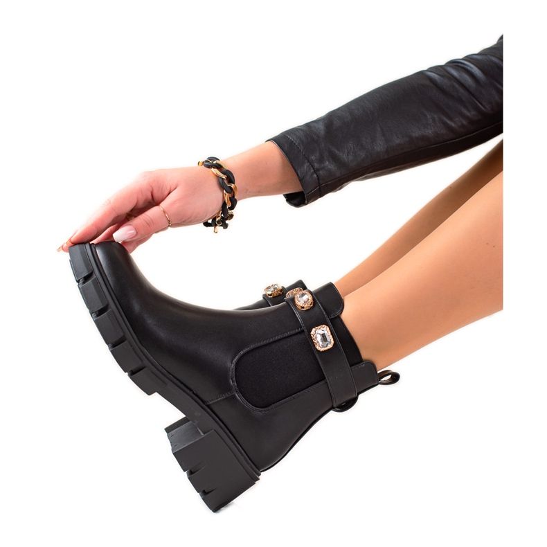 Gogo Botki Z Kryształkami czarne