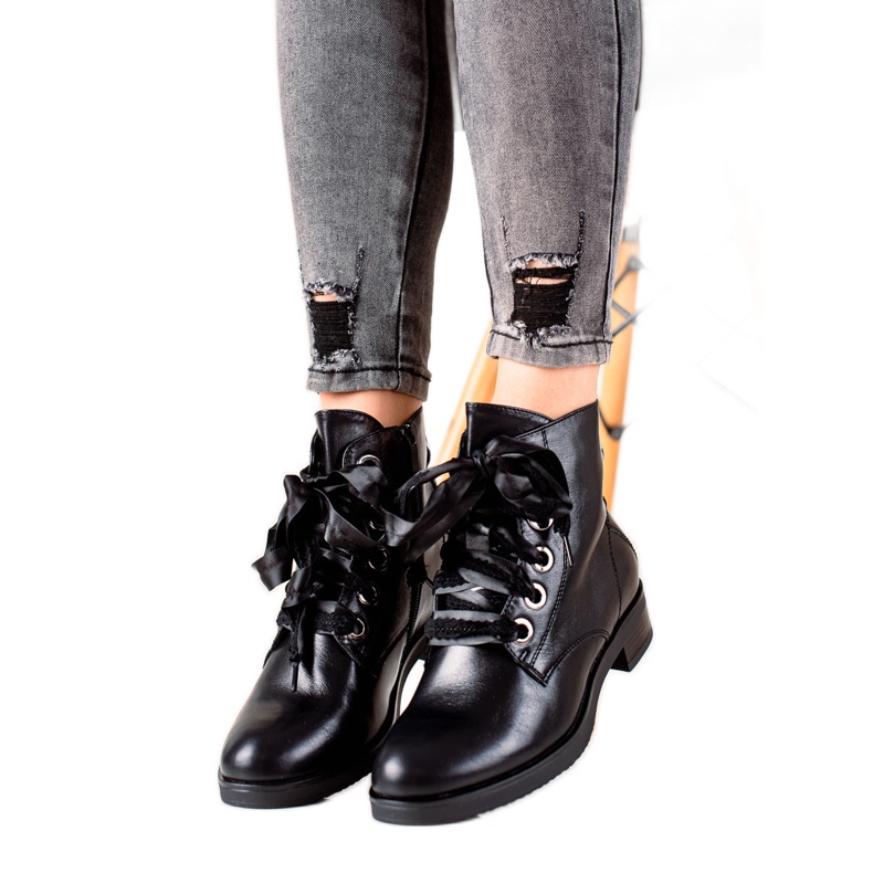 Evento Botki Z Ozdobnym Wiązaniem czarne