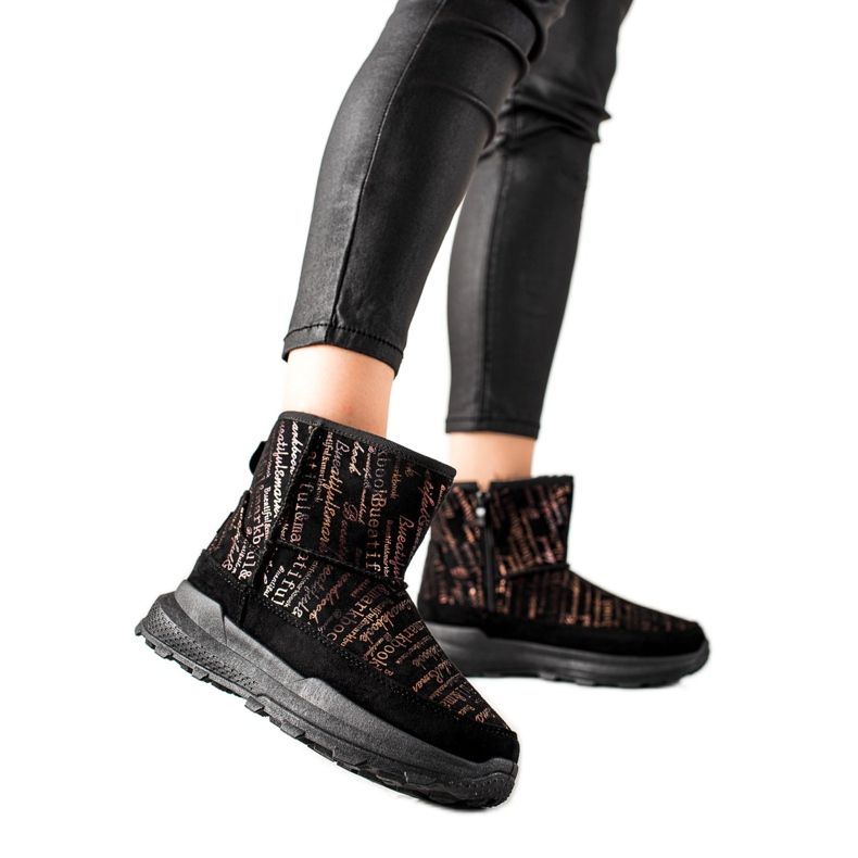 TRENDI Ciepłe Mukluki Na Platformie czarne złoty