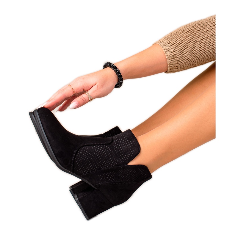 Evento Botki Z Ażurową Wstawką czarne