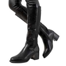 Czarne oficerki na słupku ocieplane Jurado