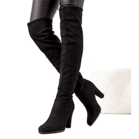 Czarne kozaki na słupku ocieplane Licurgo