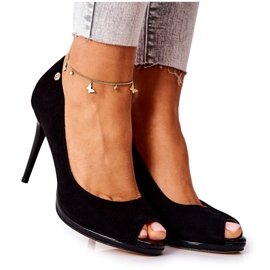 Zamszowe Szpilki Monnari 0490-020 Czarne