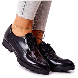 Skórzane Półbuty Monnari M73/1 Czarne wielokolorowe