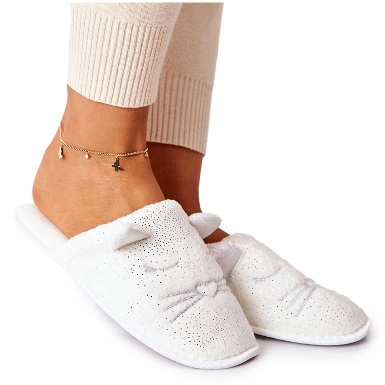 Papcie Błyszczące Kotki Z Uszami Białe Kaisy